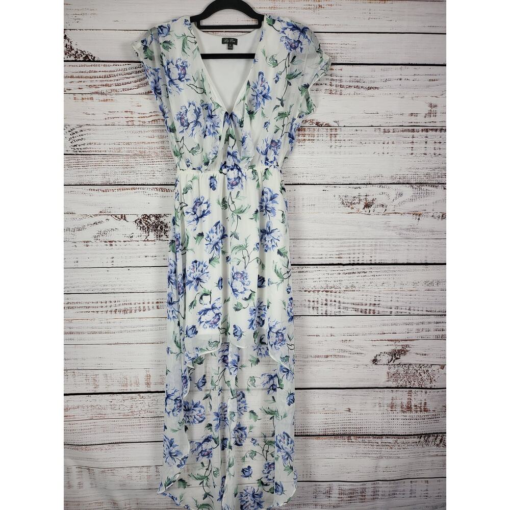 Lily Rose Hi Low‎ Midi Dress XS Womens White Cottage Core Coquette Floral
